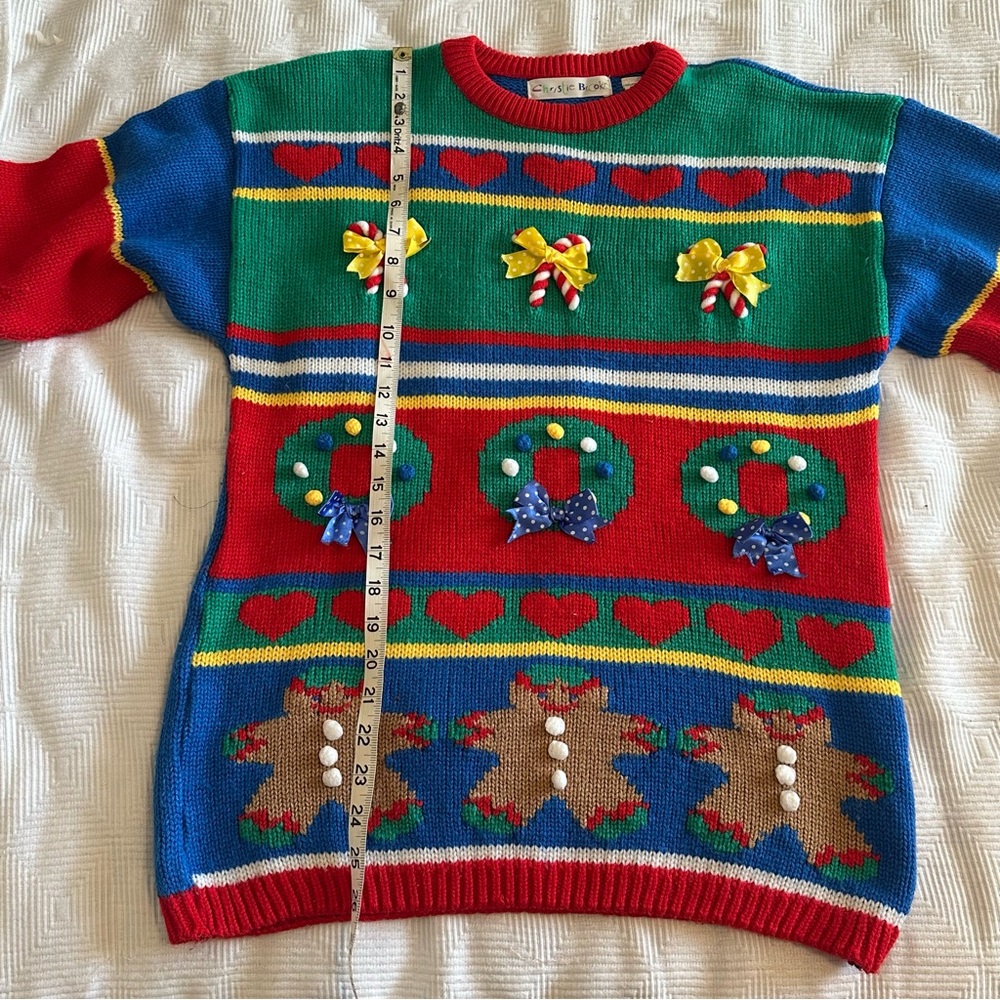 Vintage Christie Brooks Colorful Holiday Sweater with Festive Design - Picture 5 of 6